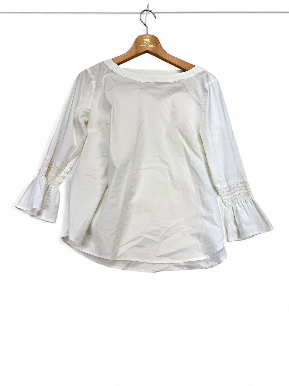 J.Jill White Smocked Bell Sleeve Top Long Sleeve XS